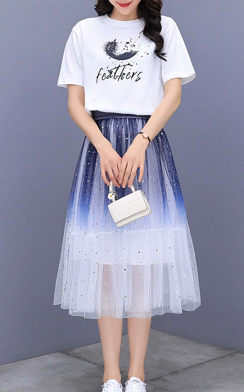 4✮- ODFMY381 - Midi Dress (Top+Skirt)