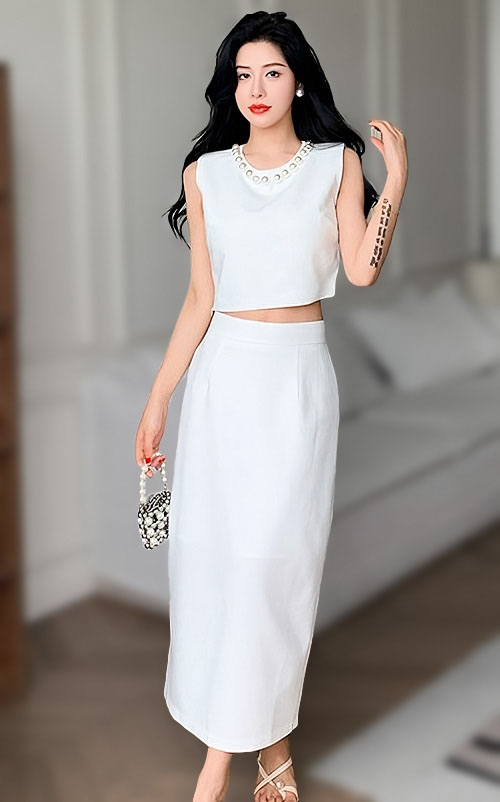 4✮- ODFMY439 - Midi Dress (Top+Midi Skirt)