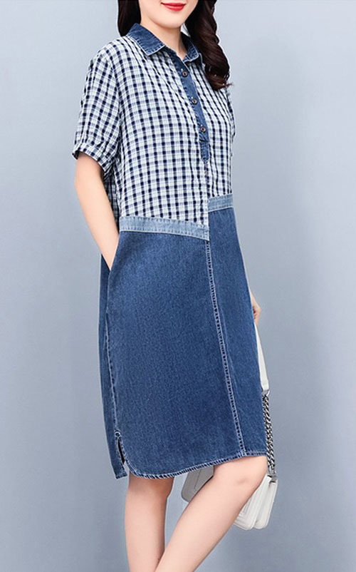 4✮- ODFMY785 - Denim Knee Dress