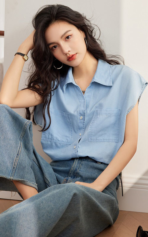 4✮- OEFMY1672 - Denim Top