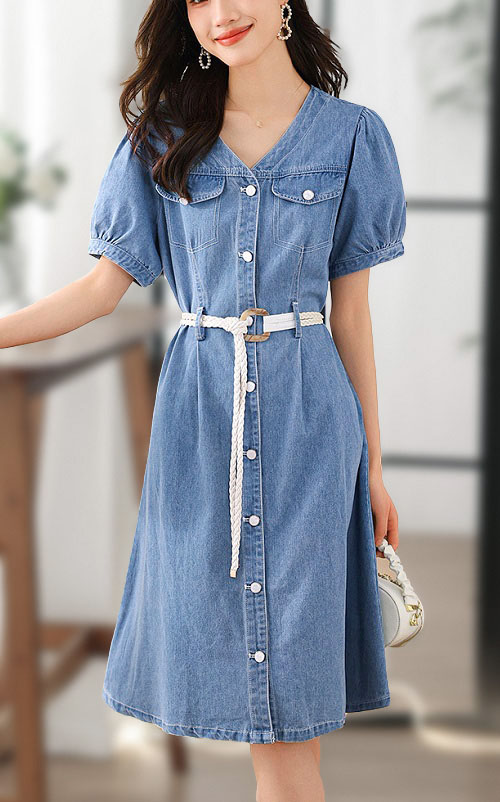 4✮- OGFBY913 - Denim Knee Dress
