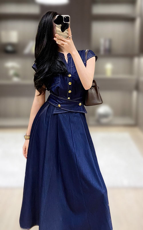 4✮- OIFMY4492 - Denim Midi Dress