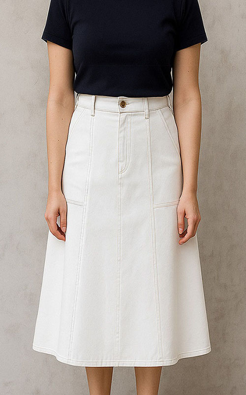 4✮- OPFMY11793 - Denim Midi Skirt