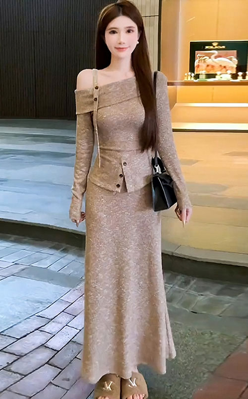 4✮- OTFMY14267 - Midi Dress (Top+Skirt)