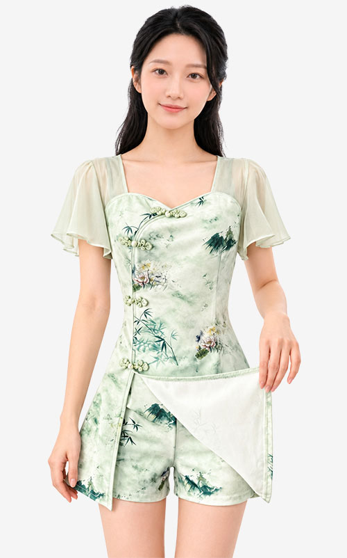 4✮- OUFMY5648 - Set (Long Top+Shorts)