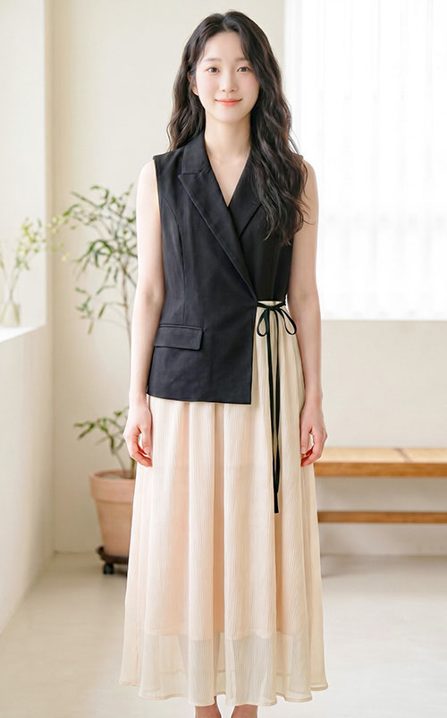 4✮- PAFRY3159 - Midi Dress (Vest+Long Skirt)