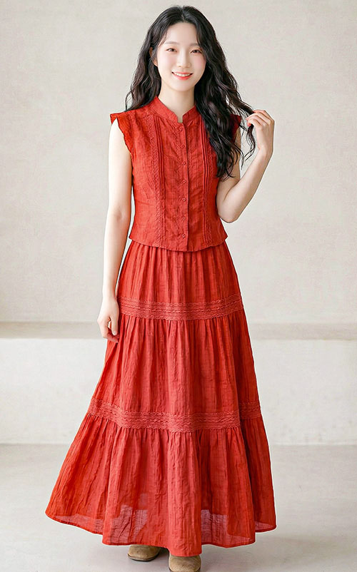 4✮- PAFRY3160 / RY6546 - Midi Dress (Top+Long Skirt)