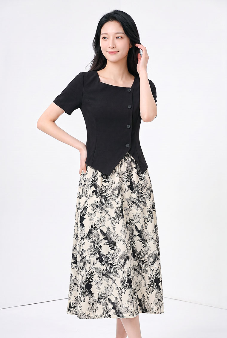 4✮- PGFRY8671 - Midi Dress (Top+Skirt) — photograph 3