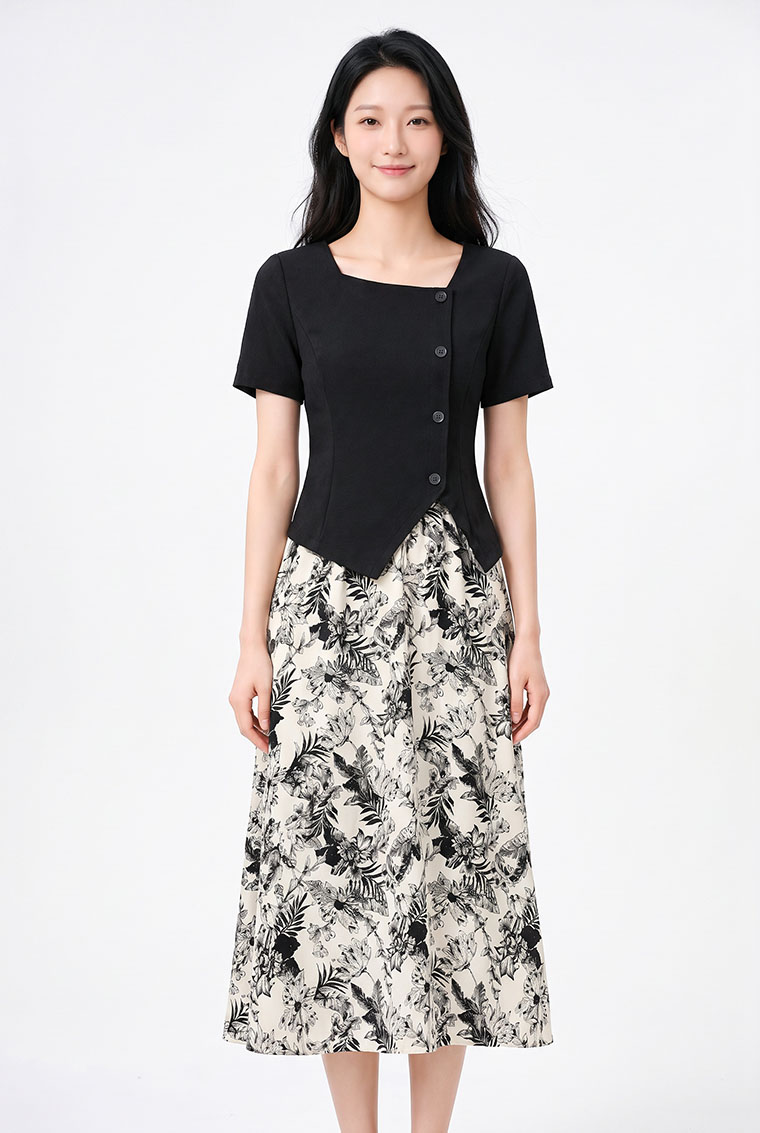 4✮- PGFRY8671 - Midi Dress (Top+Skirt) — photograph 4