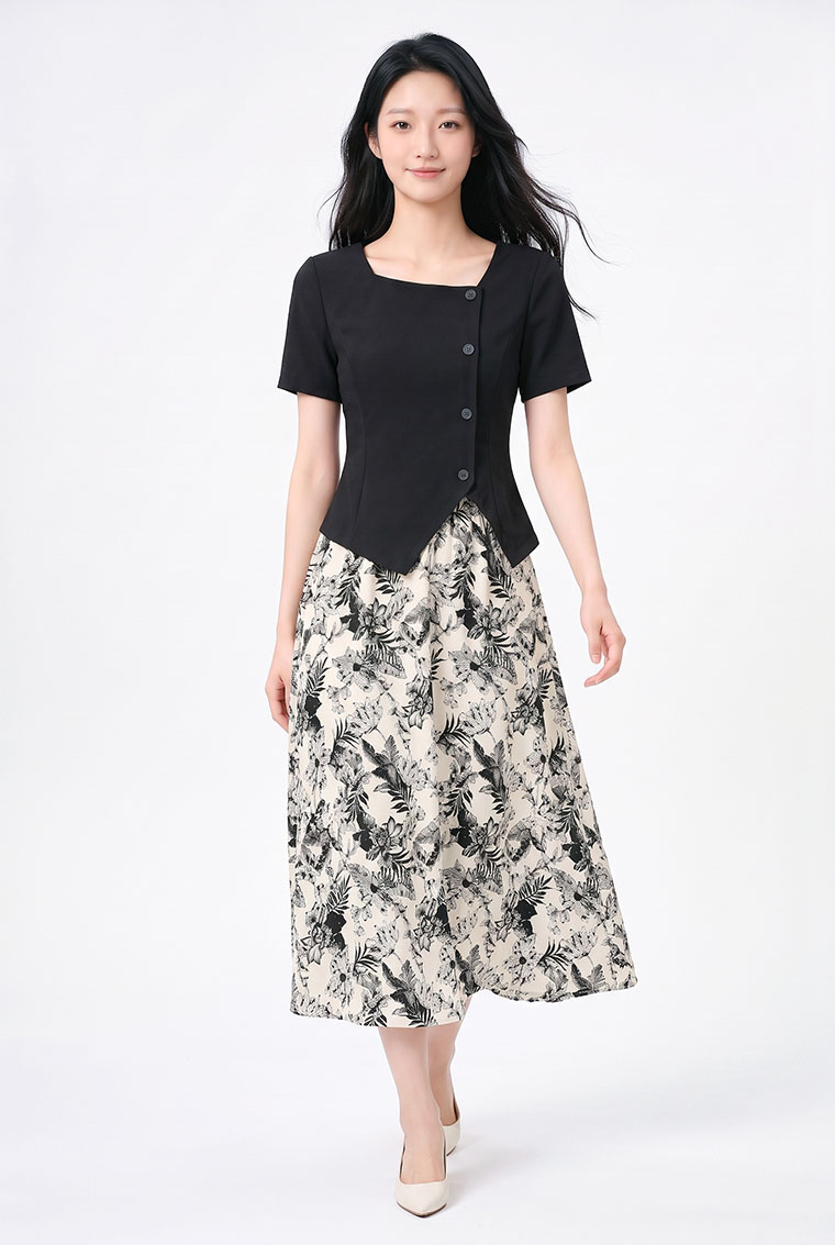 4✮- PGFRY8671 - Midi Dress (Top+Skirt)