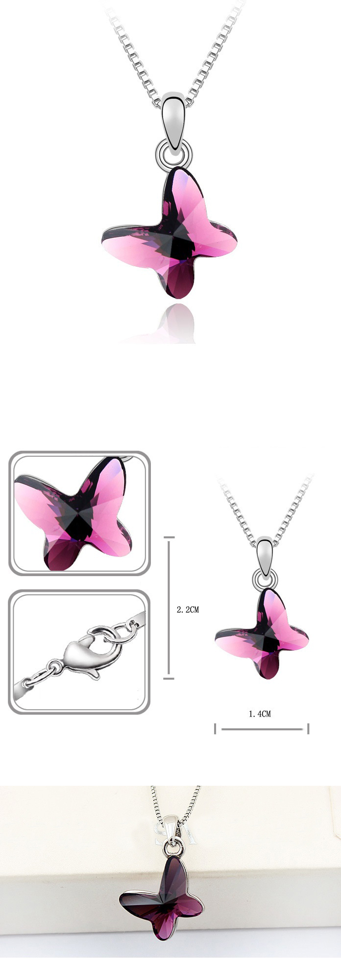 Crystal - Butterfly Necklace - YSJ036 — photograph 1